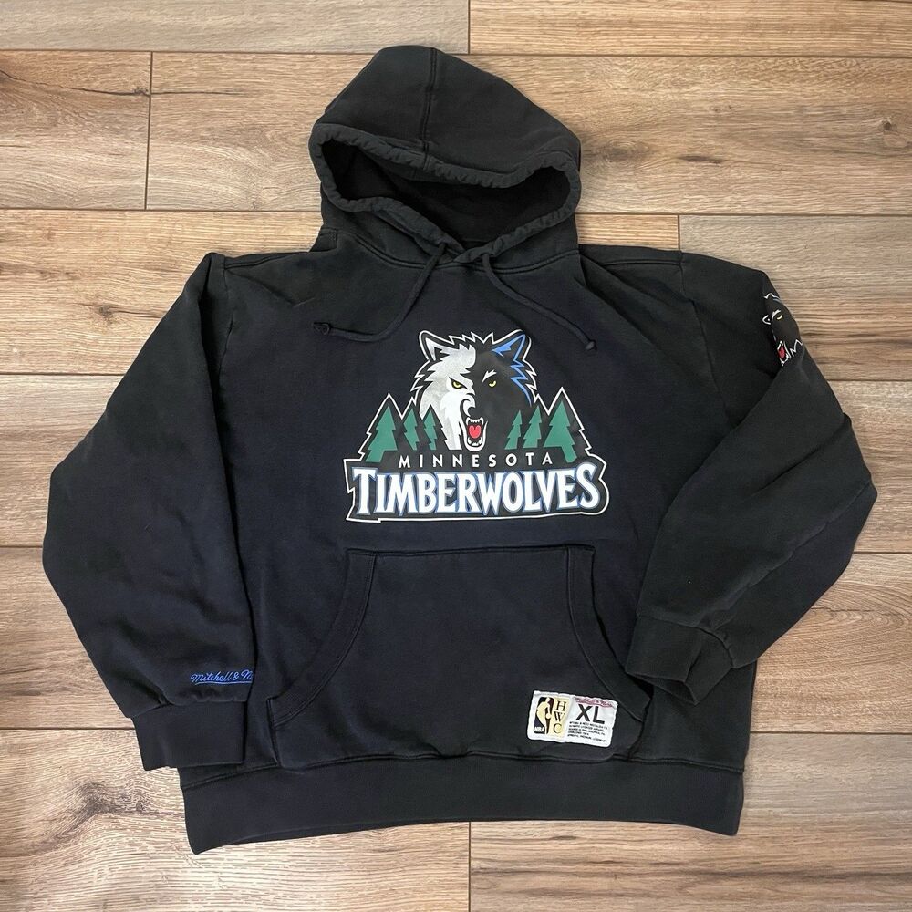 Mitchell & Ness Minnesota Timberwolves Black Hoodie Sweatshirt HWC Size XL